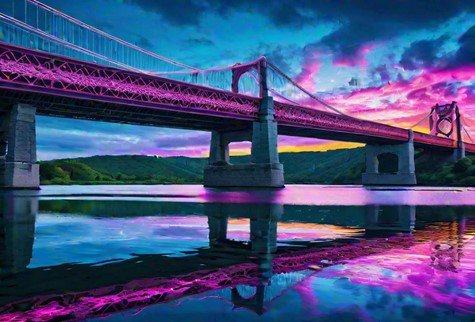 Psychedelic Bridge at Sunset